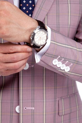 New Arriving Tailor Made Light Pink Plaid British Men Suit | 3 Pockets Single Breasted Slim Bespoke Suits_6