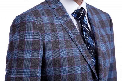 New Arriving Wool Slim Fit Purple Checks Suit | Popular Notched Lapel Single Breasted 2 Buttons Best Men Groomsman_5