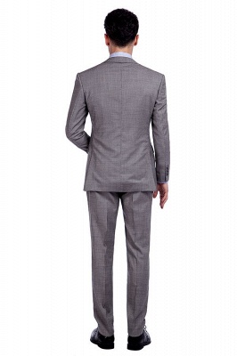 Grey Houndstooth 3 pockets Wool Suits for Men | Customize Peaked Lapel Single Breasted British Men Suits UK Tuxedos_3