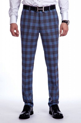 New Arriving Wool Slim Fit Purple Checks Suit | Popular Notched Lapel Single Breasted 2 Buttons Best Men Groomsman_7