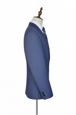 Latest Design Blue Peak Lapel Single Breasted Slim Fit Suit | 2 Button 3 Pockets Back Vent Tailor Hand Made Business Suit for Men_4