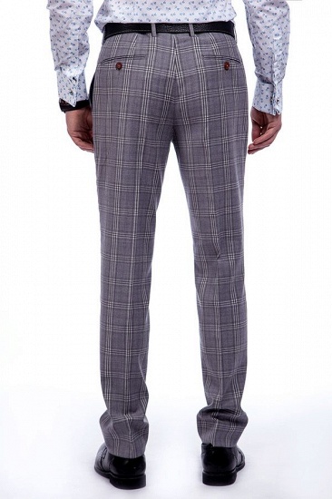 High-end Light Grey Checks Custom Made Suit UK | Stylish Design Single Breasted Peak Lapel Wedding Bridesmaid Suits_9