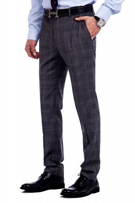 New Trendy Bespoke High Quality Grey Checks Suit for Men | Fashion Peak Lapel 2 Pocket Single Breasted UK Wedding Suit_8