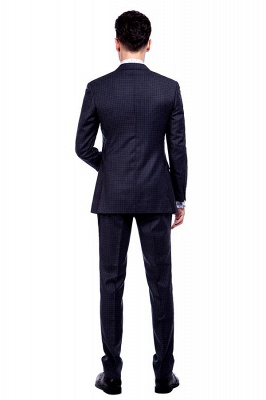 Dark Checks High Quality Peak Lapel Custom Made Suit UK | Classic Two Pocket Two Button Wedding Bestman Tuxedos_2