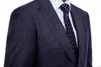 Dark Checks High Quality Peak Lapel Custom Made Suit UK | Classic Two Pocket Two Button Wedding Bestman Tuxedos_6