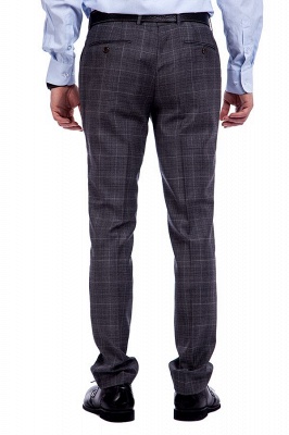 New Trendy Bespoke High Quality Grey Checks Suit for Men | Fashion Peak Lapel 2 Pocket Single Breasted UK Wedding Suit_9