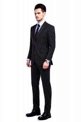 Tailor Hand Made White Stripes Business Suit for Men | Latest Design Peak Lapel Single Breasted Slim Fit Suit_2