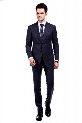 Dark Checks High Quality Peak Lapel Custom Made Suit UK | Classic Two Pocket Two Button Wedding Bestman Tuxedos_1