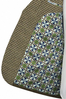 Bespoke Single Breasted One Button 3 Pocket Tailored Suit UK | Aureate Wool Small Grid Peak Lapel Bestman Wedding Tuxedos_7