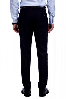 Fashion Navy Blue Herringbone Custom Made Business British Men Suit | Single Breasted 3 Pocket Tailored Suit UK For Men_9