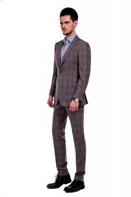 Latest Design Notched Lapel Brown Checks Custom British Men Suit | Single Breasted Made to Measure High Quality Business Suit_2