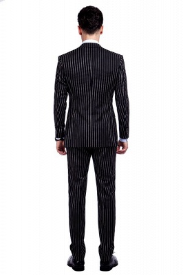 Tailor Hand Made White Stripes Business Suit for Men | Latest Design Peak Lapel Single Breasted Slim Fit Suit_3