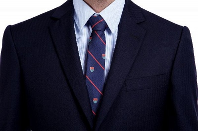 Fashion Navy Blue Herringbone Custom Made Business British Men Suit | Single Breasted 3 Pocket Tailored Suit UK For Men_5