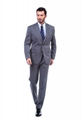 New Design Two Button Single Breasted Custom Suit | High Quality 2 Pieces Grey Peak Lapel Groomsman_3