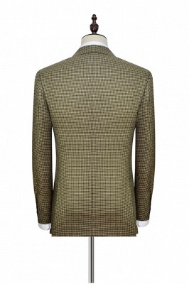 Bespoke Single Breasted One Button 3 Pocket Tailored Suit UK | Aureate Wool Small Grid Peak Lapel Bestman Wedding Tuxedos_6