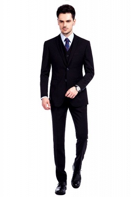 Black Single Breasted 3 Piece Business Suit for Men | High-end Peak Lapel Custom Made Suit UK_1