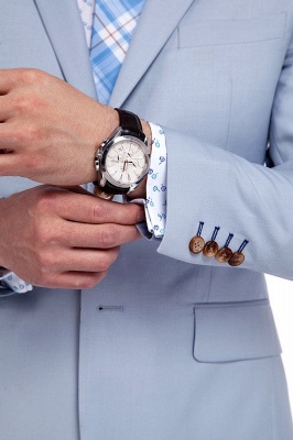 Fashion Light Blue Peaked Lapel Wool Custom Made Suit UK | Three Pockets Single Breasted Wedding British Bestman Suits_6