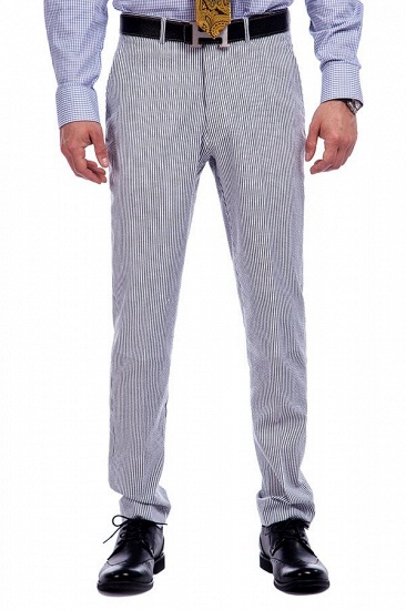 Popular Grey Stripes Breathable Causal Suit for Men | Peak Lapel Customize Single Breasted British Men Suit_7