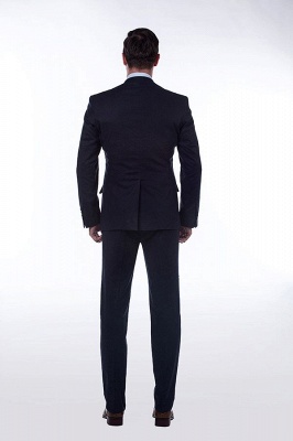 Dark Navy Peak Lapel Single Breasted UK Wedding Suit | High Quality Wool Three-Pieces Back Vent Customize suits_4