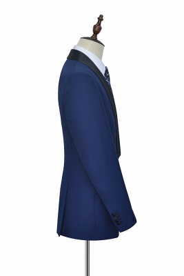 Dark Blue Wool Shawl Collar UK Wedding Suit For Bestman | New Arriving Single Breasted Tailor Made British Men Suit_4