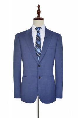 Latest Design Blue Peak Lapel Single Breasted Slim Fit Suit | 2 Button 3 Pockets Back Vent Tailor Hand Made Business Suit for Men_2