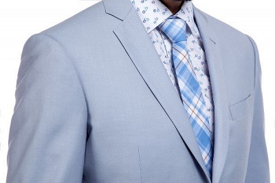 Fashion Light Blue Peaked Lapel Wool Custom Made Suit UK | Three Pockets Single Breasted Wedding British Bestman Suits_5