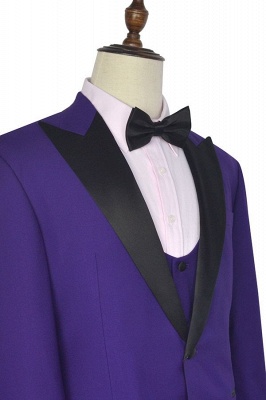 Fashion Purple Single Breasted Custom Made Business British Men Suit | Peak lapel 2 Pocket Tailored Wedding Bestmen Tuxedos 3 Pieces Set_3