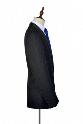 New Arrival Black Small Squares Jacquard Shawl Collar Custom Made Suit UK | Single Breasted One Button Unique UK Wedding Suit For Bestman_4
