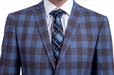 New Arriving Wool Slim Fit Purple Checks Suit | Popular Notched Lapel Single Breasted 2 Buttons Best Men Groomsman_4