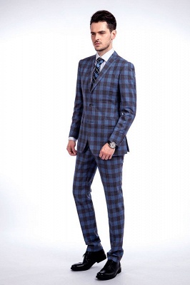 New Arriving Wool Slim Fit Purple Checks Suit | Popular Notched Lapel Single Breasted 2 Buttons Best Men Groomsman_2