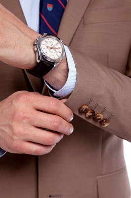 Light Brown Single Breasted Notched Lapel Custom Business Suit | High Quality 3 Pocket Fashion British Men Suit_6