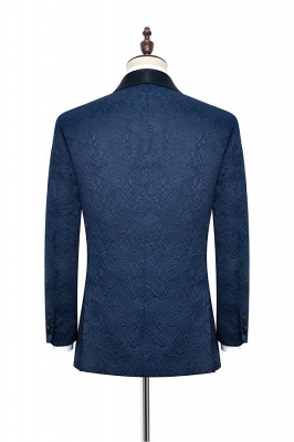 Navy Blue Popular Jacquard Custom Luxury Suit | Single Breasted One Button Bestman Wedding Tuxedos_6