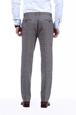 Modern Peak Lapel Grey Checked British Men Suit | 3 Pockets Customize Single Breasted UK Wedding Suit_8