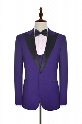 Fashion Purple Single Breasted Custom Made Business British Men Suit | Peak lapel 2 Pocket Tailored Wedding Bestmen Tuxedos 3 Pieces Set_2