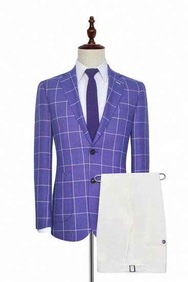 Bespoke Violet Purple Two Patch Pockets Custom Suit | Classic Single Breasted Peak Lapel Wedding Tuxedos For Bestman_1