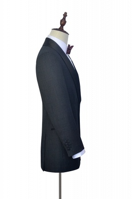 Dark Grey Black Shawl Lapel Two Bottons UK Wedding Suit For Bestman | Bespoke Single Breasted Tailored 2 Piece Suits_5