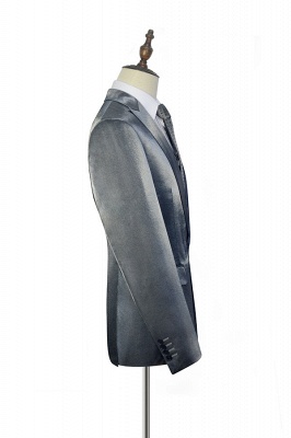 Bespoke Grey Velvet Custom UK Wedding Suit For Bestman | Peak lapel Single Breasted 2 Pocket Formal British Men Suits UK_4