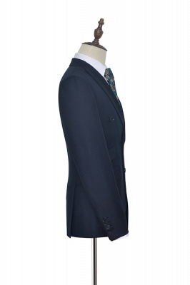 Hign Quality Dark Blue Double Breasted Custom Suit For Formal | Peak lapel 3 Pocket Tailored Best BestmansBritish Men Suit_5