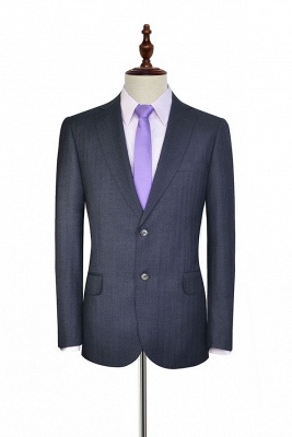 Dark Grey Wool Stripe Two botton Suit For Men | New Arriving Single Breasted UK Wedding Suit For Bestman_3