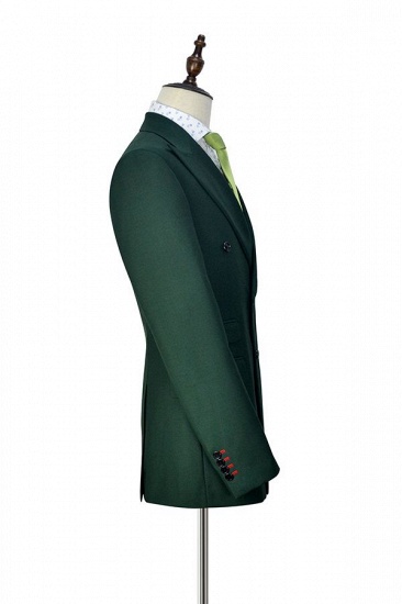 Green Double Breasted Tailored Suit UK For Formal | Peaked Lapel 3 Pockets Custom Made Causal Suit_5