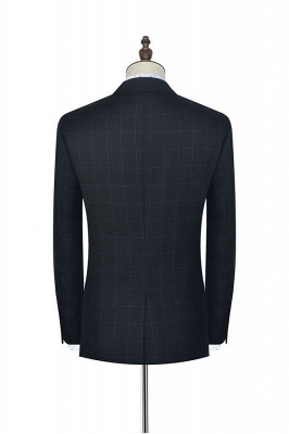 Black Checked Wool Three Slant Pocket Classic Suit For Men | Single Breasted Peaked Lapel Made to Measure Men Business Suit_4