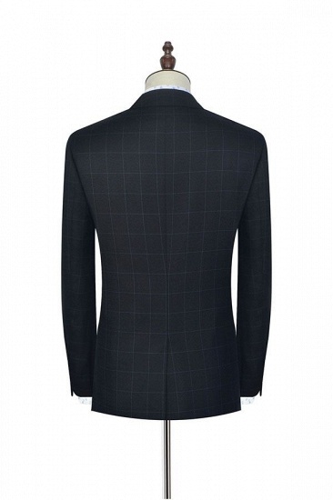 Black Checked Wool Three Slant Pocket Classic Suit For Men | Single Breasted Peaked Lapel Made to Measure Men Business Suit_4