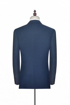 Dark Grey Blue Notched Lapel UK Custom Suit For Men | Fashion Single Breasted Two Botton Business British Men Suit_4