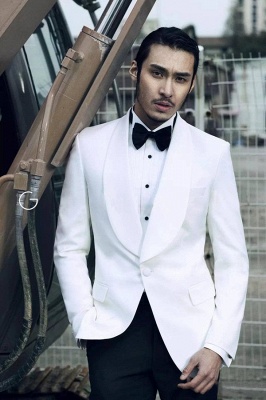 White Wool Shawl lapel UK Custom Suit For Men | Single Breasted One Button UK Wedding Suit For Bestman