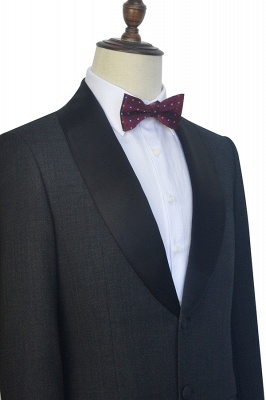 Dark Grey Black Shawl Lapel Two Bottons UK Wedding Suit For Bestman | Bespoke Single Breasted Tailored 2 Piece Suits_6