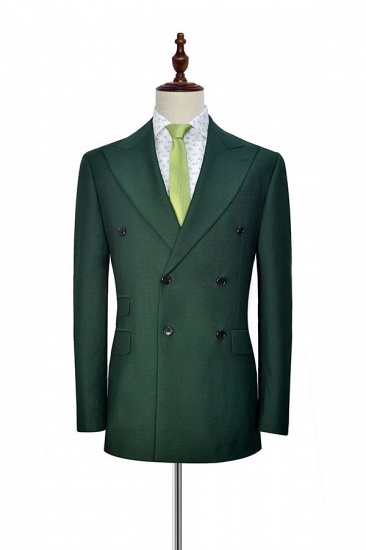 Green Double Breasted Tailored Suit UK For Formal | Peaked Lapel 3 Pockets Custom Made Causal Suit_3