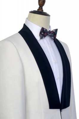 White Shawl Collar Single Breasted UK Wedding Suit | New Trendy 2 Pocket UK Custom Suit For Men_6