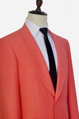 New Trendy Single Breasted One Button 2 Pocket Tailored Suit UK | Watermelon Red Shawl Collar Custom Suit Bestman Wedding Tuxedos_6