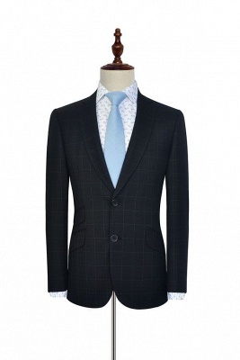Black Checked Wool Three Slant Pocket Classic Suit For Men | Single Breasted Peaked Lapel Made to Measure Men Business Suit_3