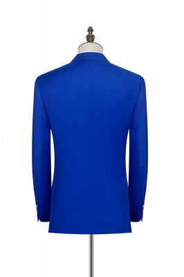 Royal Blue Double Breasted Wool Custom Suit | Fashion Peak Lapel Six Button Bestman Wedding Tuxedos_4
